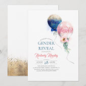 Baby shower Roze en blauwe ballonnen Kaart (Voorkant / Achterkant)