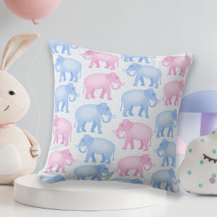 Baby shower Roze en Blauwe Olifanten Kussen