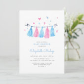 Baby shower Roze en blauwe Waterverf Kaart (Staand voorkant)