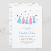 Baby shower Roze en blauwe Waterverf Kaart (Voorkant / Achterkant)