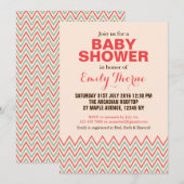 Baby shower Roze en Coral Chevron Kaart (Voorkant / Achterkant)