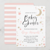 Baby shower Roze en Gold Glitter Twinkle Star Kaart (Voorkant / Achterkant)