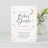 Baby shower Roze en Gold Glitter Twinkle Star Kaart (Staand voorkant)
