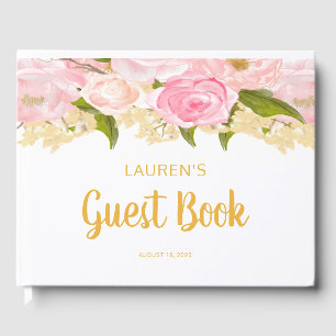 Baby shower, roze en goud, gastboek gastenboek