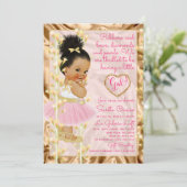 Baby shower roze en goud kaart (Staand voorkant)