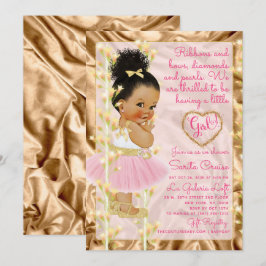 Baby shower roze en goud kaart