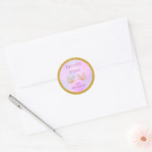 Baby shower Roze en Goud Whimsical Butterfly Ronde Sticker (Envelop)