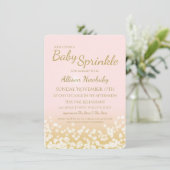 Baby shower Roze en Gouden Sparkle Kaart (Staand voorkant)