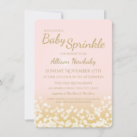 Baby shower Roze en Gouden Sparkle Kaart (Voorkant)