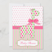 Baby shower Roze en Groene Giraffe Kaart (Voorkant)