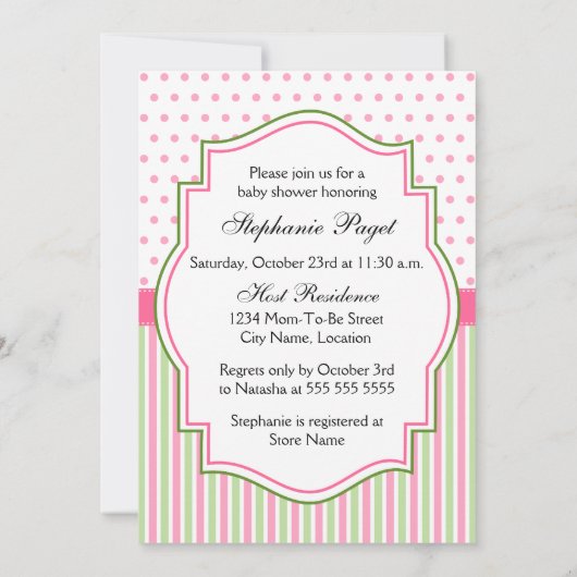 Baby shower Roze en Groene Giraffe Kaart (Achterkant)