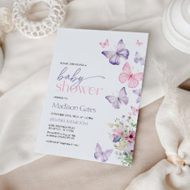 Baby shower Roze en Paarse Vlinders Kaart