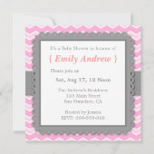 baby shower - Roze en Witte Chevron, babymeisje Kaart (Achterkant)