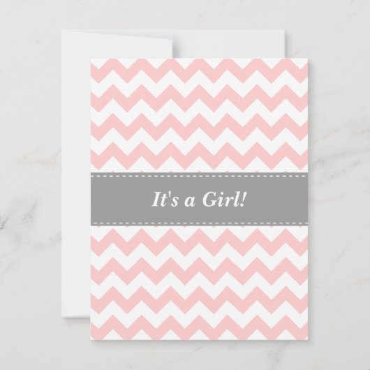 baby shower - Roze en witte Chevron met Stroller Kaart (Achterkant)