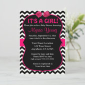 Baby shower Roze en Zwarte Chevron Kaart (Staand voorkant)