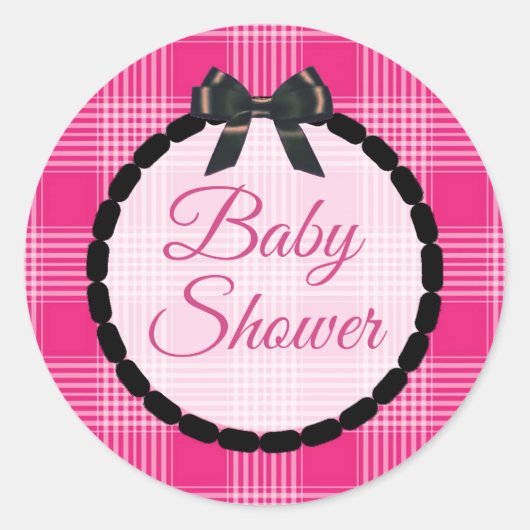 Baby shower Roze en zwarte spelden en Stickers met (Voorkant)