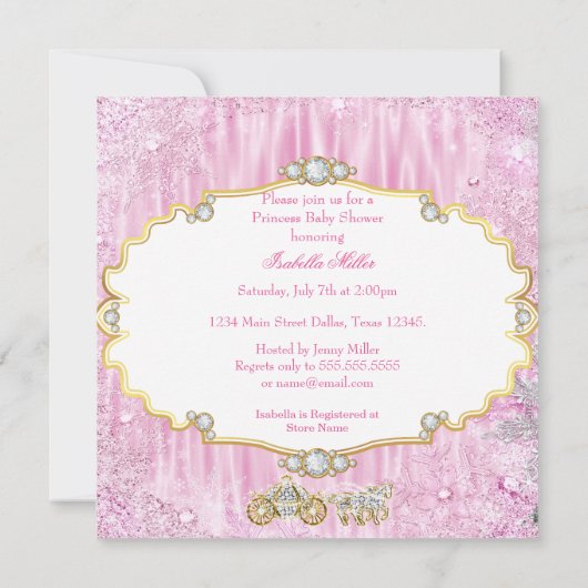 Baby shower Roze Etnische Magische Carriage Prince Kaart (Achterkant)