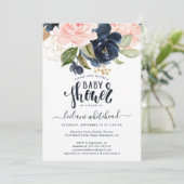 Baby shower Roze Floral-cluster Kaart (Staand voorkant)