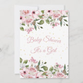 Baby shower Roze Floral Gold Chic Kaart (Achterkant)