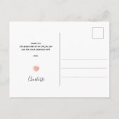 Baby shower roze floral greenery bedankt briefkaart (Achterkant)
