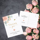 Baby shower roze floral greenery bedankt briefkaart