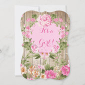 Baby shower Roze Floral Rustic Wood Girl Kaart (Voorkant)