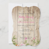 Baby shower Roze Floral Rustic Wood Girl Kaart (Achterkant)