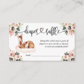 Baby shower Roze Floral Waterverf Deer Informatiekaartje (Voorkant)