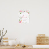 Baby shower roze floral Welcome Sign Poster (Keuken)