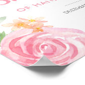 Baby shower roze floral Welcome Sign Poster (Hoek)