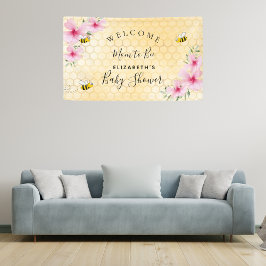 Baby shower roze floralen honingraatbaarmoeder voo spandoek