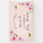 Baby shower roze floralen roos goudmeisje spandoek (Verticaal)
