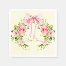 Baby shower Roze Geel Bloemen Crest Regency Bow Servet