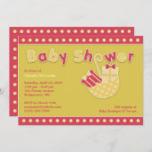 Baby shower Roze Geel Flat Invitation Kaart (Voorkant / Achterkant)