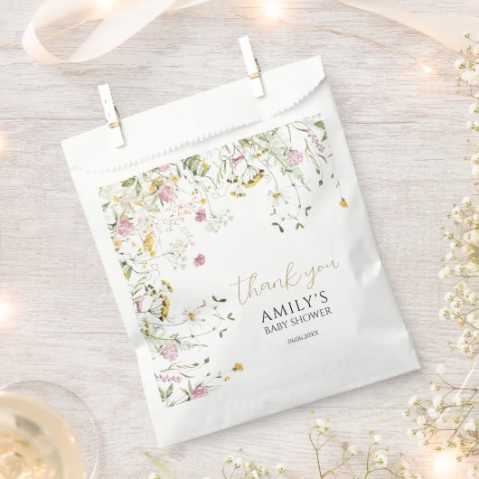 Baby shower Roze & Geel Wildflowers Favoriete Tass Bedankzakje (Geknipt)