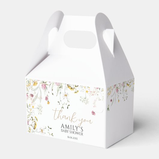 Baby shower Roze & Gele Wildflowers Bedankdoosjes (Achterkant)