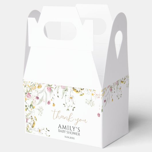 Baby shower Roze & Gele Wildflowers Bedankdoosjes (Geopend)