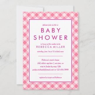 Baby Shower | Roze Gingham Kaart
