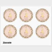 Baby shower roze Giraffe Ronde Sticker (Vel)