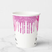 Baby shower roze glitter ballonnen wit papieren bekers (Rechts)