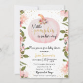 Baby shower Roze Glitter Girl Pumpkin Herfst herfs Kaart (Voorkant)