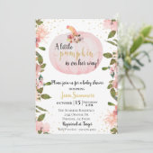 Baby shower Roze Glitter Girl Pumpkin Herfst herfs Kaart (Staand voorkant)