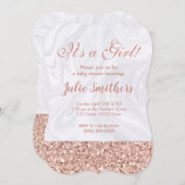 baby shower Roze Glitter White Marble Elegant Kaart (Voorkant / Achterkant)