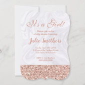 baby shower Roze Glitter White Marble Elegant Kaart (Voorkant)
