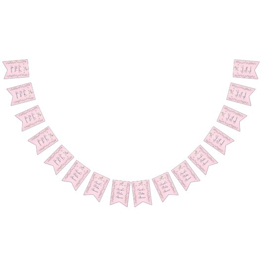 Baby shower Roze "Gold Birds," Swallowtail Banner (Alle)