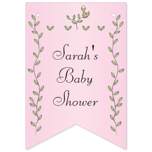 Baby shower Roze "Gold Birds," Swallowtail Banner (Tweede vlag)