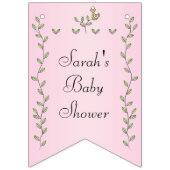 Baby shower Roze "Gold Birds," Swallowtail Banner (Eerste vlag)