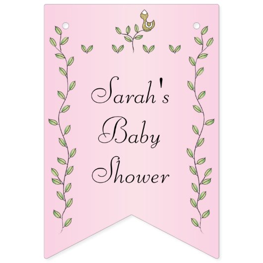 Baby shower Roze "Gold Birds," Swallowtail Banner (Eerste vlag)