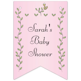 Baby shower Roze "Gold Birds," Swallowtail Banner