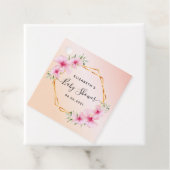 Baby Shower roze goud roze bloemen geometrisch Bedankjes Labels (In situ)